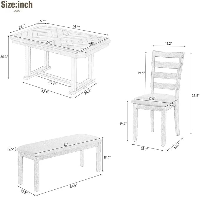 Ball & Cast 6 Piece Wood Dining Table Set - Image 3