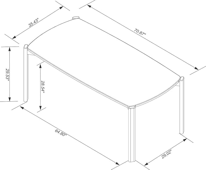 Manhattan Comfort Gales 70-Inch Mid Century Modern Dining Table - Image 3