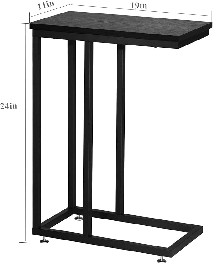 VECELO C Shaped End Side Table for Sofa Couch and Bed Snack TV Tray for Living - Image 7