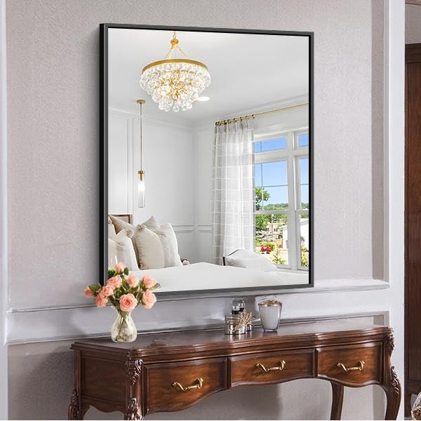 KOCUUY 30x36 Inch Large Black Wall Mounted Mirror, Aluminum Framed Decorative - Image 5