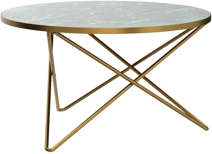 HLR Round Coffee Table with Green Faux Marble Top - Image 5