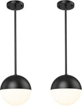 LMS 2 Pack Mid Century Pendant Lights, Matte Black Kitchen Island Light Fixtures by LMS
