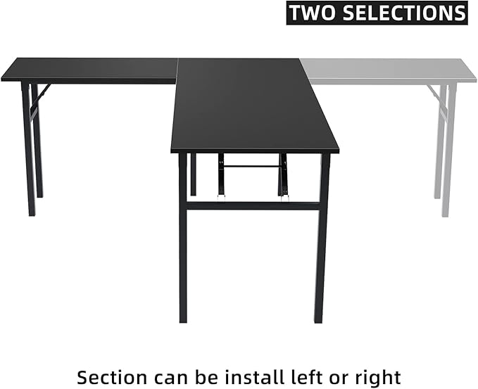 DlandHome Reversible L-Shaped Desk Large Corner Desk Folding Table Computer - Image 5