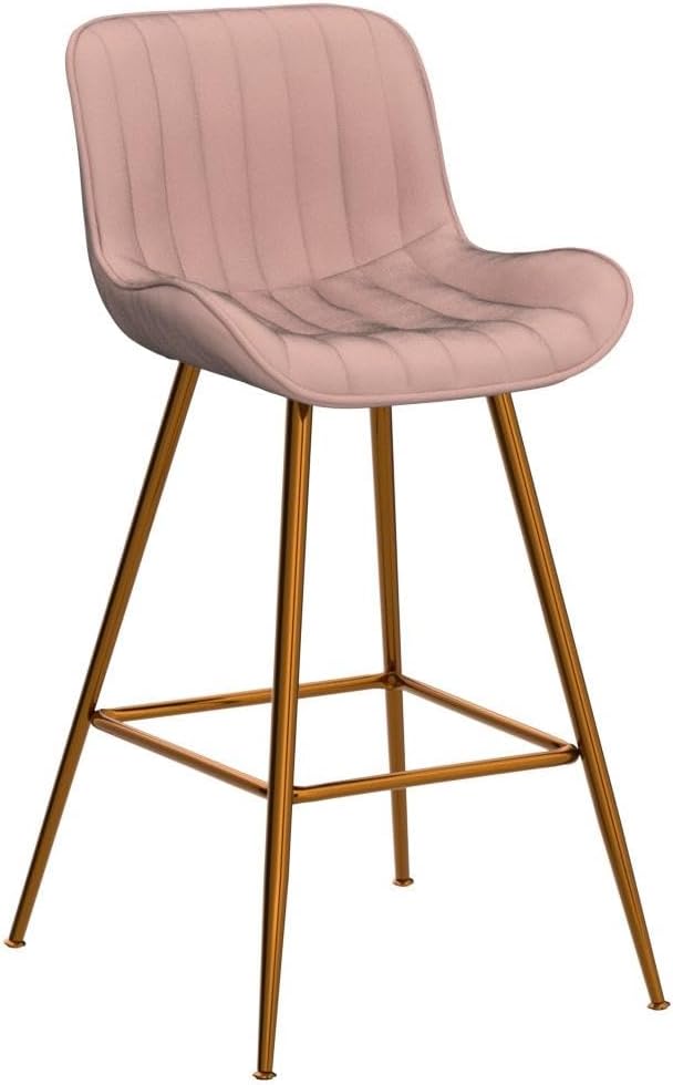 Sidanli Pink Bar Stools Set of 2, Velvet Counter Stools - Image 4