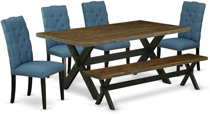 East West Furniture X677EL121-6 6 Piece Dining Set Contains a Rectangle Dining by EastWestFurniture