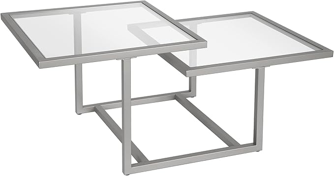 Henn&Hart 43" Wide Square Coffee Table in Nickel, Modern coffee tables - Image 8