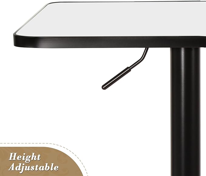 Athena Collection Modern Bar Table Square Top Height Adjustable, Tall Bistro - Image 5