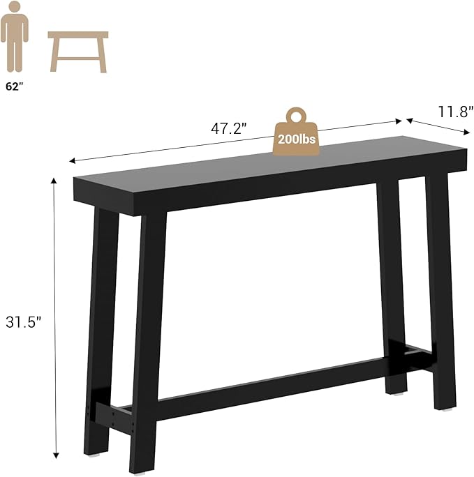 Bamboo Wood Entryway Table 47.2" Console Table, Narrow Sofa Table - Image 2