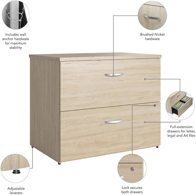 Bush Business Furniture Studio C 2 Drawer Lateral File Cabinet in Natural Elm - Image 6
