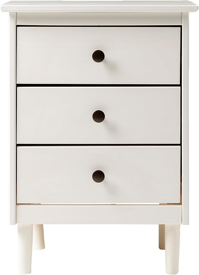 Walker Edison Traditional Wood 3 Drawer Nightstand Side Table Bedroom Storage - Image 4