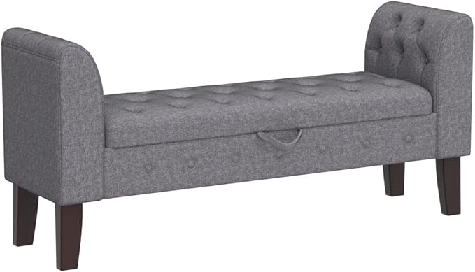 Awonde Armed Storage Bench for Bedroom Entryway Living Room Upholstered Tufted - Image 5