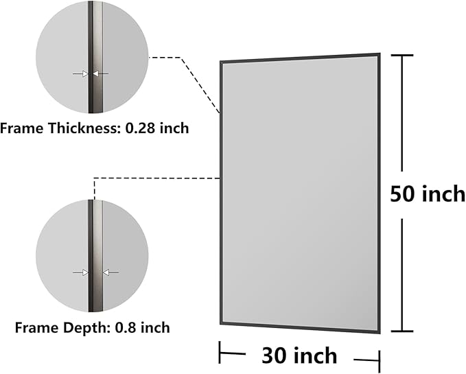 Koonmi Bathroom Mirror 30x50 Black Bathroom Wall-Mounted Mirrors, Modern Vanity - Image 7