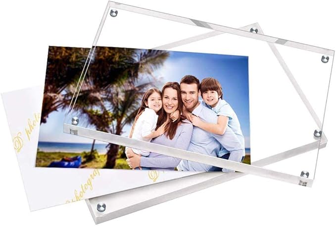 HELPLEX 5 Pack 4x6 Acrylic Picture Frames, 20mm Thicker Frameless Clear Frame - Image 7
