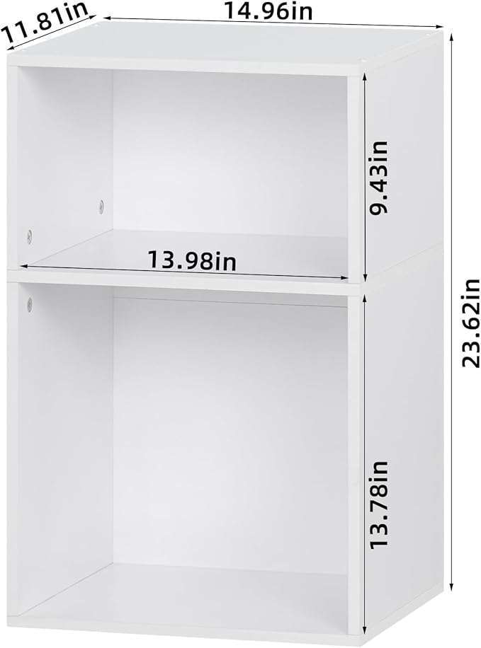 YAHARBO 2 Cube Bookshelf, Horizontal Low Book Shelf, Mini Bookcase - Image 3