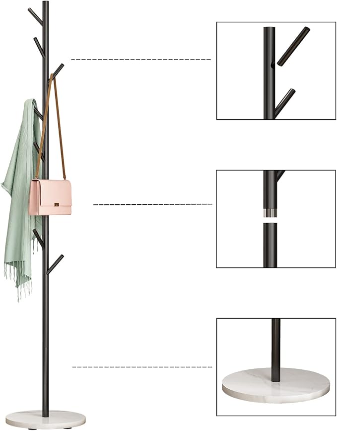 Black Metal Coat Rack, Freestanding - Image 2