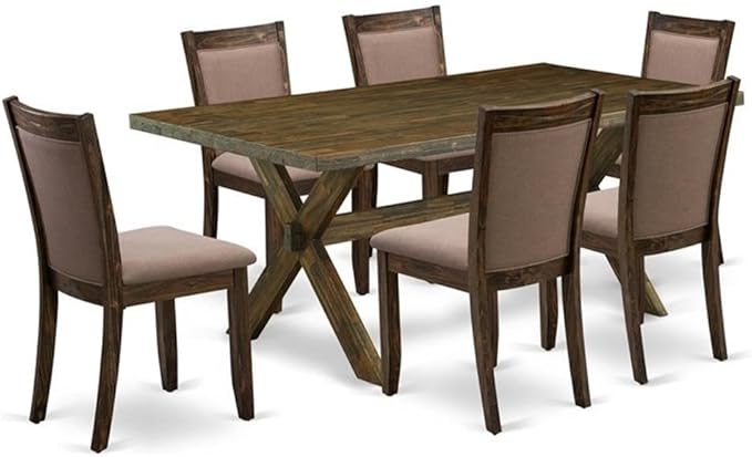 East West Furniture X777MZ748-7 7 Piece Dinette Set Consist of a Rectangle by EastWestFurniture