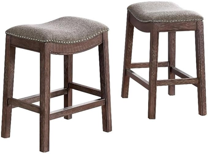 Williston Dark Brown Wood Counter Height Stool Set of 2, 18.25 in. W Seat by AlaterreFurniture