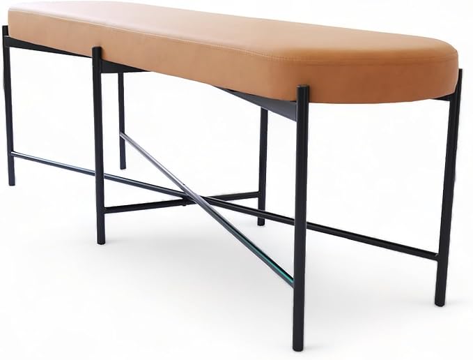54” upholstered Vegan Leather Accent Ottoman Bench - Image 2