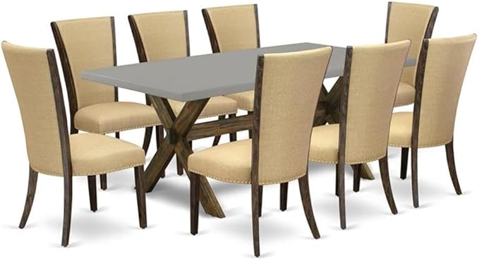 East West Furniture X797VE703-9 9 Piece Dining Set Includes a Rectangle Dining by EastWestFurniture
