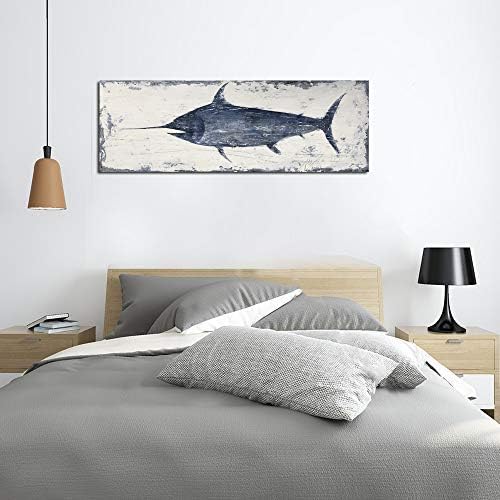 Yihui Arts Fish Canvas Art Wall Decor Blue Marlin Bursts Pictures - Image 8