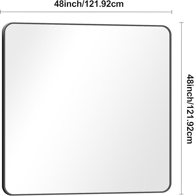 BONEWEI 48x48 inch Bathroom Mirror, Wall Mounted Bathroom Frame Vanity Mirror - Image 7