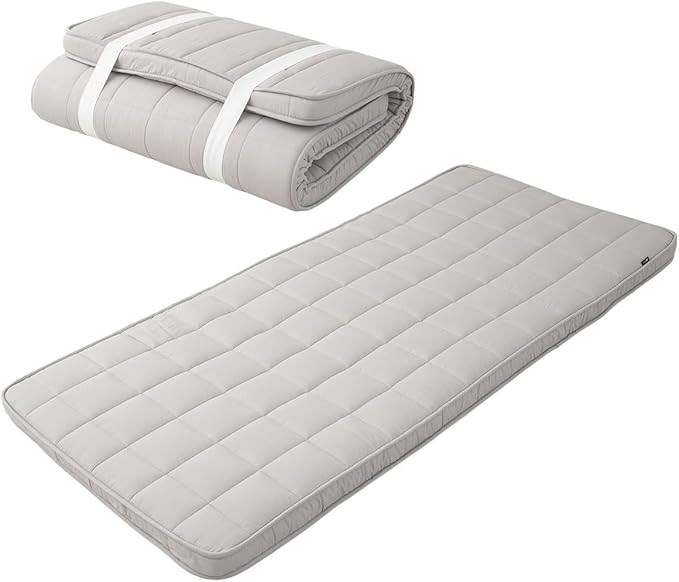 EMOOR Japanese Padded Futon Mattress Machi Small-Twin Gray, Gusset Foldable by EMOOR
