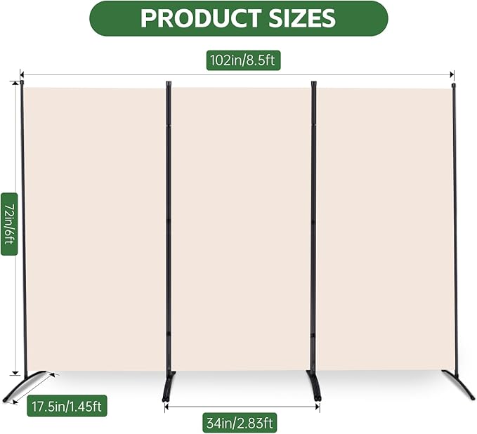 YASRKML Room Divider Folding Privacy Screens, Portable Room Divider Panel 3 - Image 5