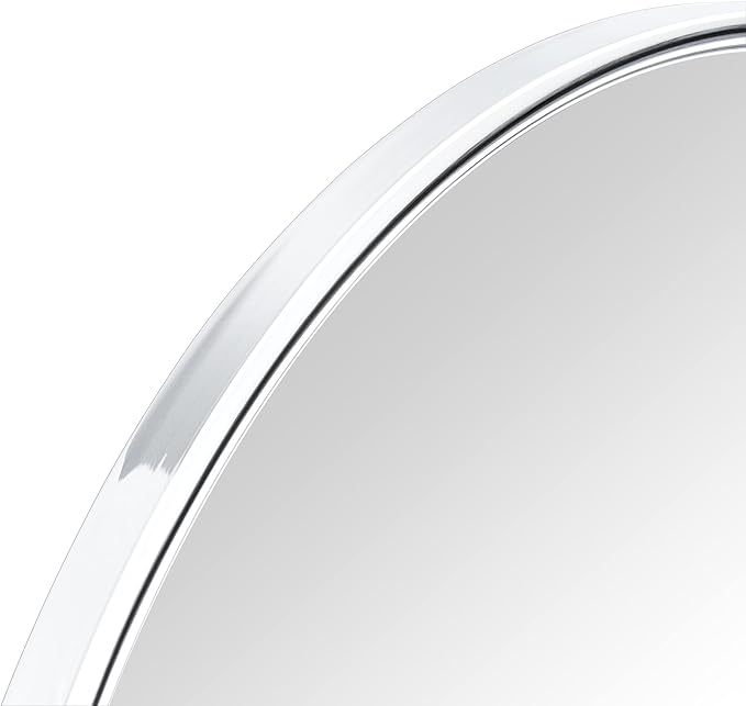 TEHOME Round Pivot Bathroom Mirror Chrome Circle Metal Framed Tilting Vanity - Image 5