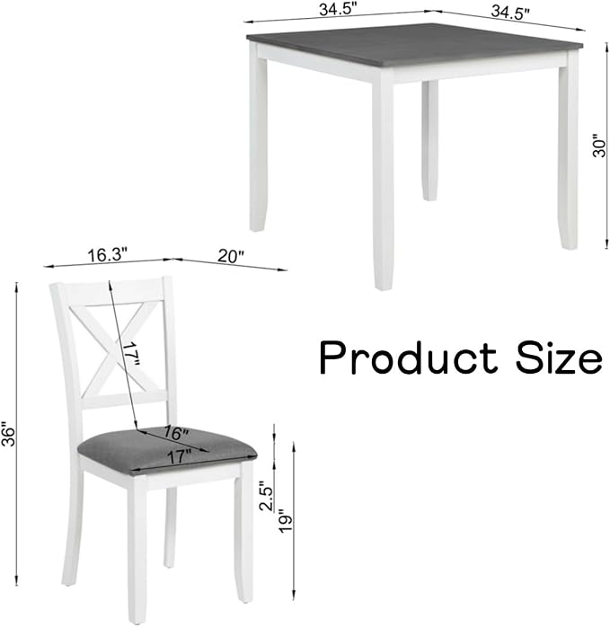 Dining Table Set for 4, 5-Piece Kitchen Table & Chairs Set - Image 3