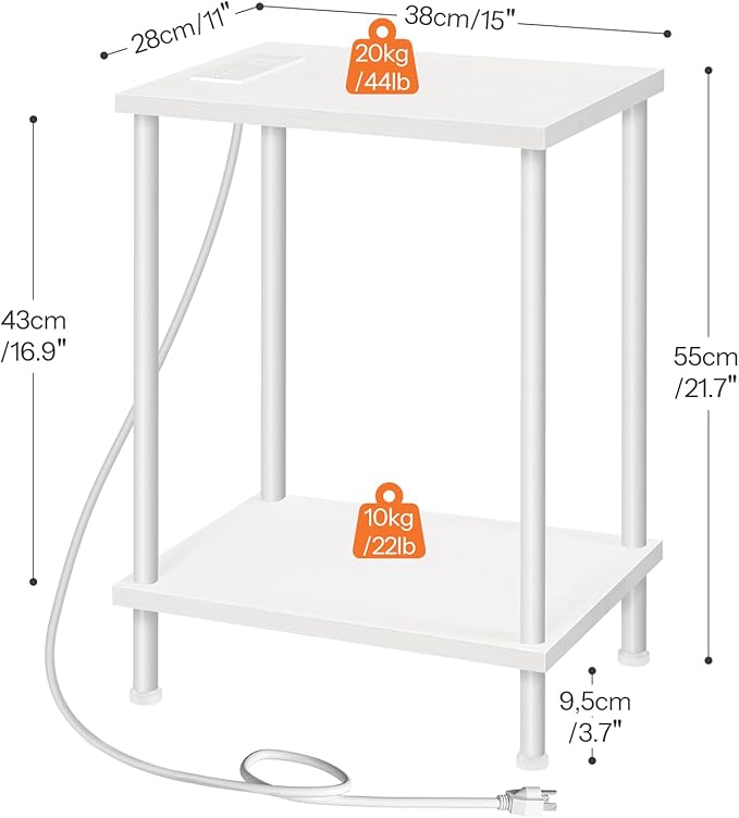 HOOBRO Side Table with Charging Station, End Table with USB Ports and Outlets - Image 3