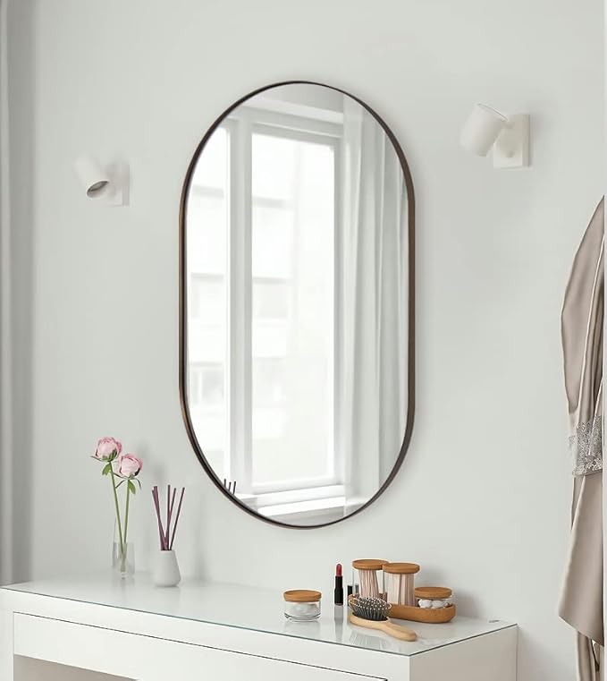ANDY STAR Bronze Bathroom Mirror, 24x36 Brushed Bronze Oval Mirror, Oval Wall - Image 8
