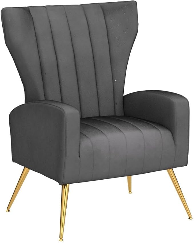 Container Furniture Direct Modern Velvet Accent Chair, Channel Tufted Bedroom - Image 5
