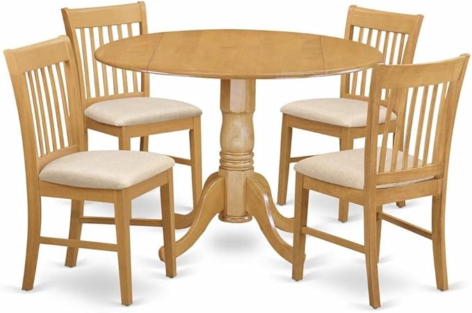 East West Furniture DLNO5-OAK-C 5 Piece Kitchen Table & Chairs Set Includes a by EastWestFurniture