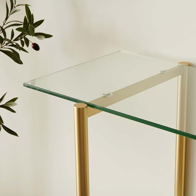 Glass Console Table for Living Room, Foyer & Entrance, 2-Tiers Mid-Century - Image 6