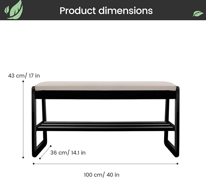 Solid Wood Shoe Rack, 2 Tier Shoe Storage Bench - Image 3
