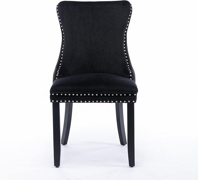 Acosure Set of 2 Velvet Upholstered Wing-Back Dining Chair - Image 4
