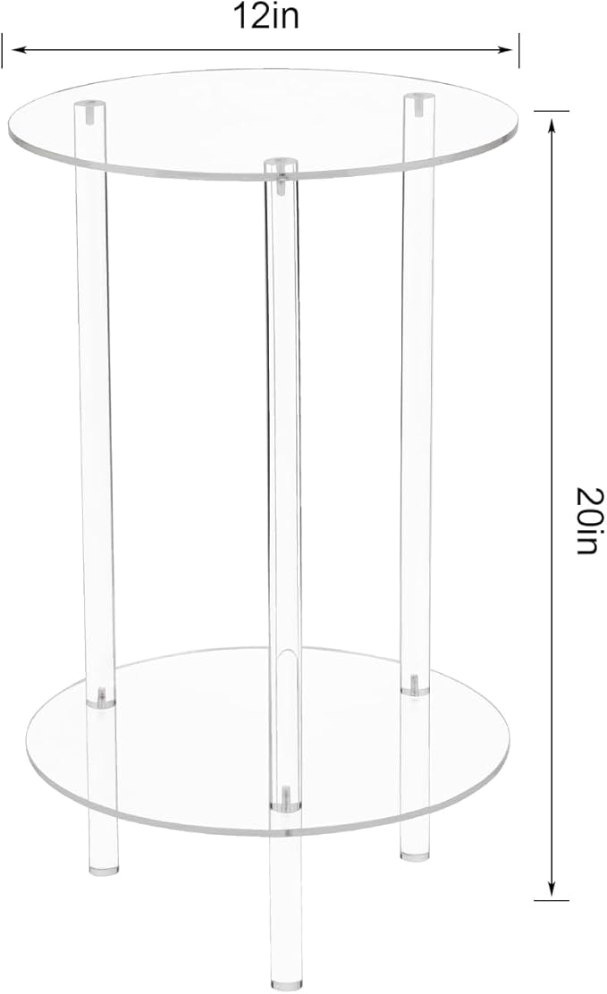 Acrylic Detachable End Table, Round Acrylic Coffee Table, 2 Tier Multifuntional - Image 3