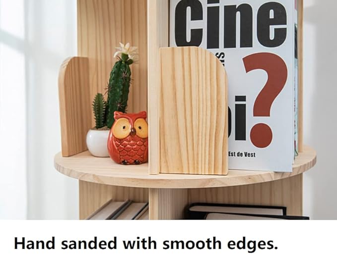 Heehee Wooden Rotating Bookshelf 360 Display Floor Standing Bookcase Storage - Image 6