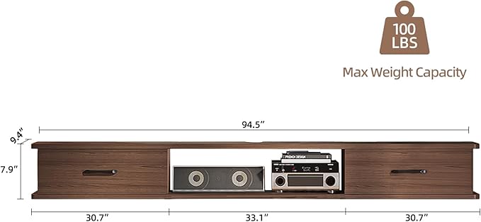 Floating TV Stand with 2 Doors, Floating TV Cabinet, Floating Console Shelf - Image 2