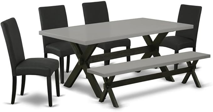 East West Furniture X697DR124-6 6 Piece Dining Set Contains a Rectangle Dining by EastWestFurniture