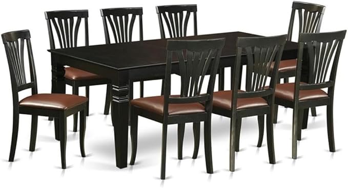 East West Furniture LGAV9-BLK-LC 9 Piece Dining Set Includes a Rectangle Dining by EastWestFurniture