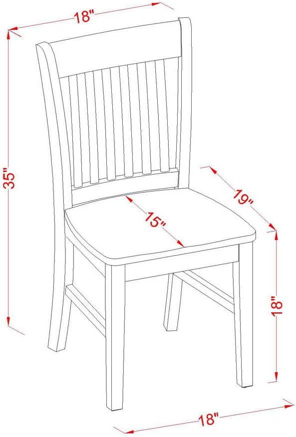East West Furniture ESNF3-OAK-W 3 Piece Dining Set Contains a Round Dining Table - Image 6