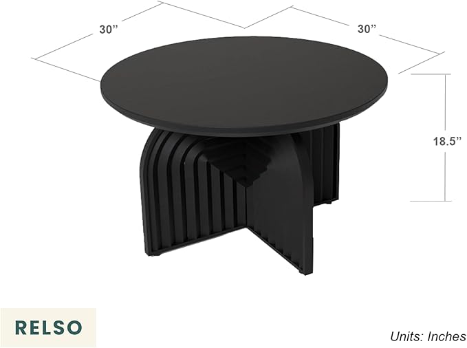 Charon Coffee Table – Solid Mango Wood Round Accent Table, Handcrafted Black - Image 2
