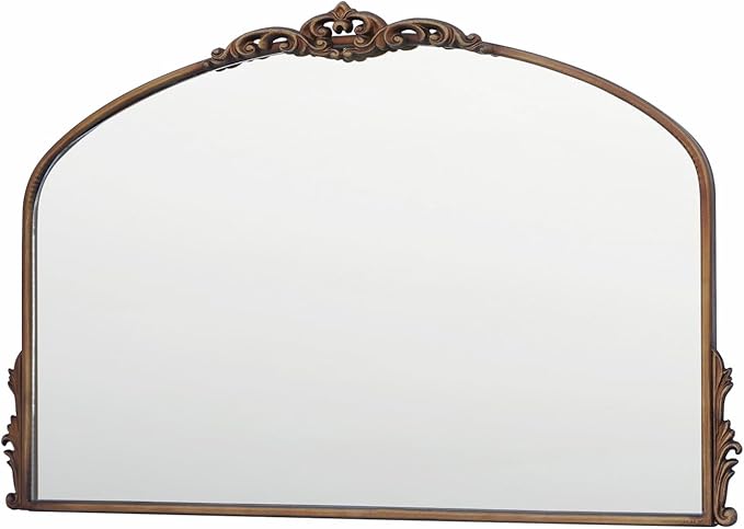 Distressed Antique Brass Wall Mirror Wide - Image 2