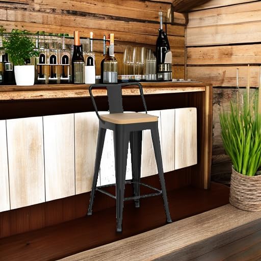 WENTMENT Metal Bar Stools Set of 4 Counter Height Barstools - Image 6