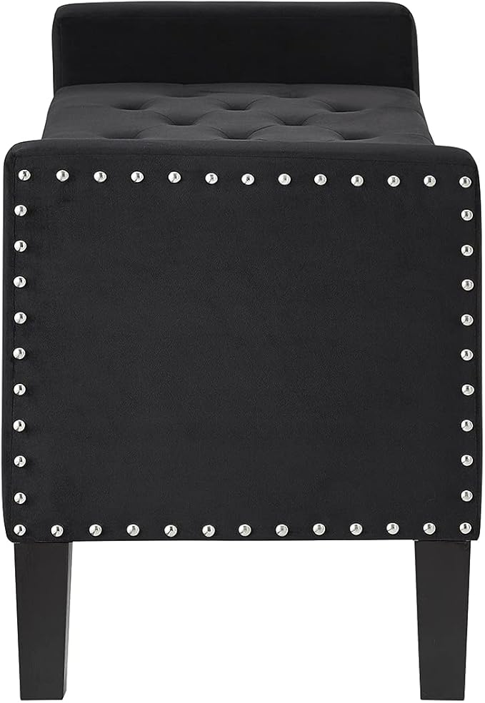 24KF Velvet Modern Upholstered Tufted Button Storage Bench - Image 7