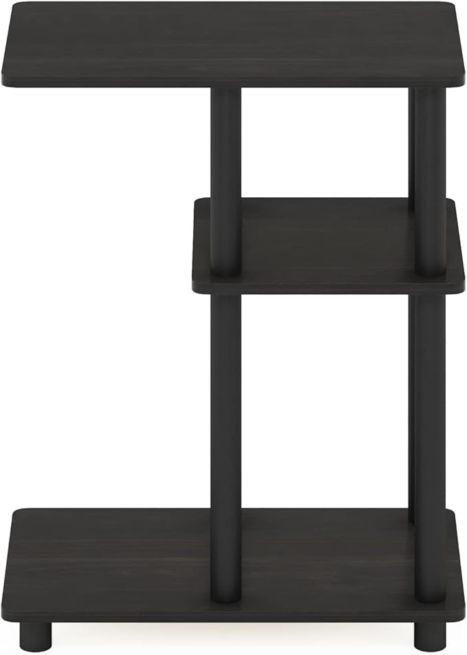 Furinno Turn-N-Tube C-Shape Sofa Side Table, Espresso/Black, Plastic Pole - Image 7