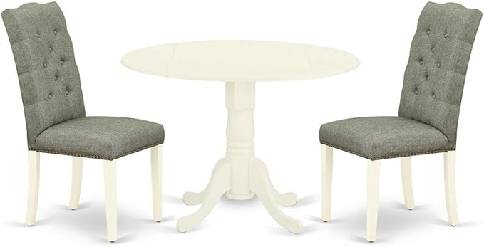 East West Furniture DLEL3-WHI-07 3 Piece Modern Dining Table Set Contains a by EastWestFurniture