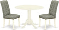 East West Furniture DLEL3-WHI-07 3 Piece Modern Dining Table Set Contains a by EastWestFurniture