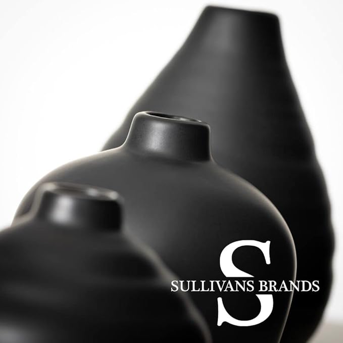 Sullivans Ceramic Vase Set- 3 Small Matte Black Vases, Modern Home Décor - Image 5